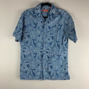 Tori Richard Blue Men's Hawaiian Print Top size M
